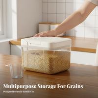 Rice Storage Container Humidity-Resistant Airtight Grain Dispenser Quick-Touch Open Sealed Flour Bin for Kitchen Countertop