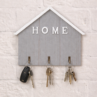Wooden Key Holder, Wall Mounted Key Hanger with 3 Hooks, Decorative Structure Design for New Homeowners, Mudroom Key Rack