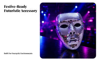 Mirrored Disco Ball Face Mask Reflective Disco Mirror Mask Silver Shiny for Partygoers, Adults, Masquerade, Halloween, Stage Performances