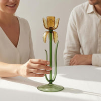 High-Temperature Fired Iris Flower Candle Holder Translucent Iris Candle Holder Floral
