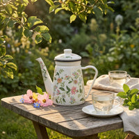 Glossy Finish Enamel Stovetop Kettle Long Spout Decorative Tea Pot Side Handle Enamel Kettle Induction Safe