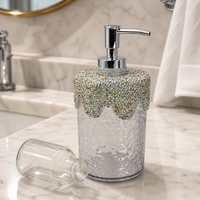 Diamond-Embellished Refillable Pump Bottles for Shampoo, Lotion, and Soap - Portable Travel Size for Hotel Bathrooms