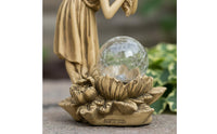Glass Ball Fairy Sculpture Outdoor Use Resin Fairy Statue Flower Base Celestial Figure Figurine for Patio