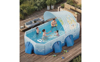 Foldable Pool with Canopy No-Inflation Pool with Shade Above-Ground for Family, Kids, Garden, Patio