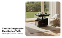 Height-Adjustable Coffee-to-Dining Table Sturdy frame transformable raiseTop Coffee Table Hidden Storage Rounded Corners