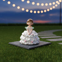 Magical Charm Blossom Dress Figurine Long-Lasting Resin Girl Statue Realistic Feature for Balcony
