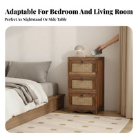Nordic Design Woven Drawer End Table Vintage design Nightstand space-saving Size Bedroom Furnishing Fully Assembled for Interior Decorators, Apartment Dwellers, Homeowners, Living Room, Entryway, Study, Hallway