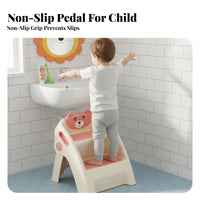 Non-Slip Design two-levelstep Riser Sturdy & Stable two-levellevel surface Portable Footstool two-level Height for children, young children, Parents, Bathroom, toilet learning, Kitchen, Bedroom