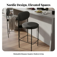 Nordic Design Upholstered High-Back Stool With Backrest Counter Chair Modern Design Home Furniture Elegant Aesthetic for Homeowners, Bar Owners, Adults, Cafe, Restaurant, Reception Area, Kitchen Island