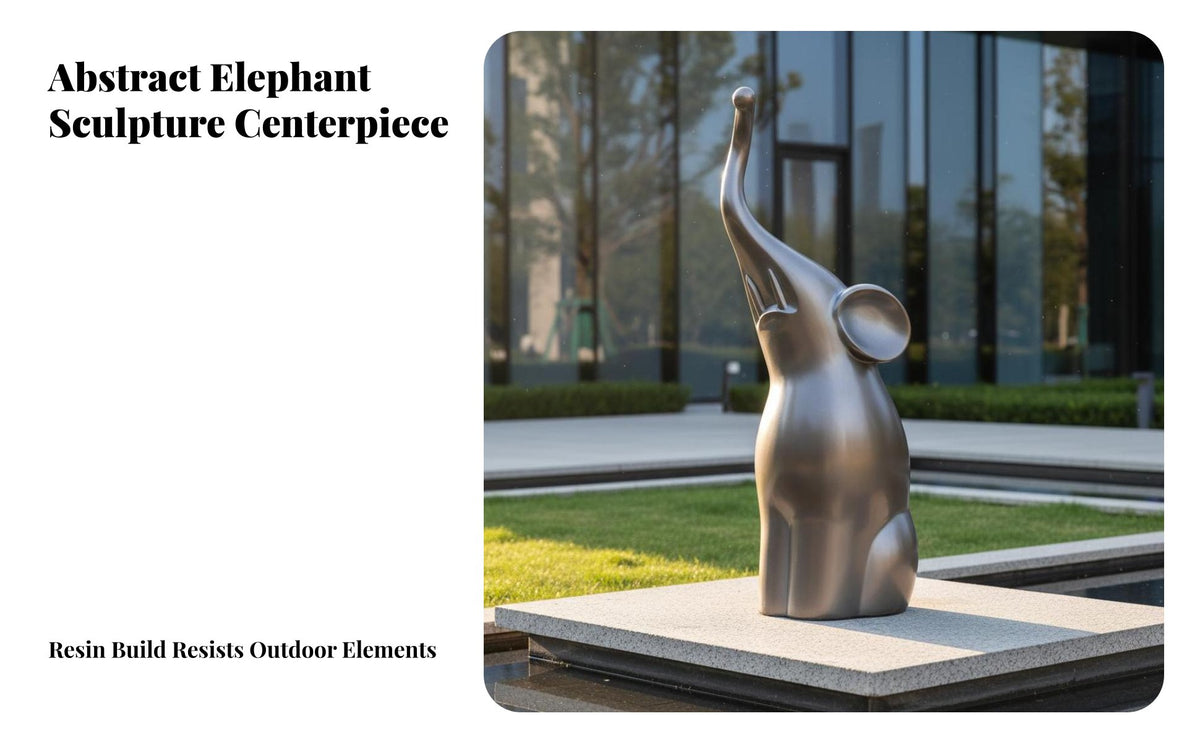 Abstract Elephant Sculpture Modern Design Geometric Elephant Figure Weather-Resistant Fiberglass Animal Sculpture for Gardens, Amusement Parks, Plazas