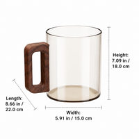 Mug Tree Holder, Stainless Steel Cup Drying Rack with Wooden Base, Walnut Colour Anti Rust Space Saving Countertop Organiser
