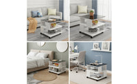 Modern Side Table with Storage Shelves Space-Saving Side Table with Glass Surface Minimalist Furniture Versatile for Small Areas