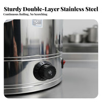 Multi-Purpose Stainless Steel Electric Steamer Pot Anti-Scald Commercial Soup Warmer Long-Lasting Electric Soup Kettle Easy to Clean for Caterers, Restaurant Employees, Event Planners, Dining Hall, Hotel, Cafeteria, Catering Events