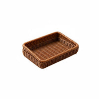3 Pieces Rustic Design Bamboo Look Tray Multi-Purpose Rattan Basket Tray Lightweight Rattan Serving Basket Easy to Clean for Display, Photography, Miniature Scene