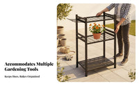 Garden Tool Storage Rack 3-Tier Design Garden Tool Organizer With Wheels for Gardeners, Farmers, Shed, Basement