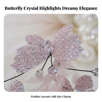 2 Pieces Rose-Hued Butterfly Hair Clips Charming Design Wedding Butterfly Hairpins Elegant Design Feather Hair Clip for Brides, Women, Weddings, Prom