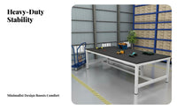 High Load Capacity Double Layer Workbench Stable Frame Heavy Duty Packing Table Industrial Work Table with Shelf for Factory Workers, Woodworkers, Professionals, Warehouse, Repair Shop, Basement