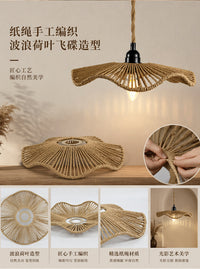 Handcrafted Disc-Shaped Woven Lampshade in Rattan Style