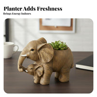 Modern Decor Mother and Baby Elephant Statue Creative Gift Resin Creature Statue Adorable Design for Plant Lovers, Living Room, Office