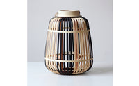 Open-Cage Bamboo Lantern Natural Woven Lantern Ambient Candle Holder with Handle Rustic for Tabletop, Floor, Patio, Garden