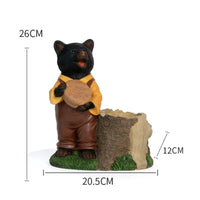 Bear Figurine with Planter Rustic Bear Planter Yard Art Woods Weather-Resistant for Gardeners, Patio, Courtyard