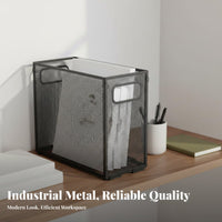 Multi-Functional Foldable File Holder Space-Saving Metal Mesh File Box Long-Lasting Metal Mesh Filing Crate Portable for Students, Teachers, Homeowners, Desk, Study Room, Classroom