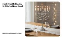 9 Branch Candelabra Romantic Atmosphere Menorah with Symbol of Solomon Hanukkah Menorah European Design Jewish Candelabrum