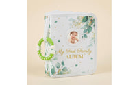 Baby Photo Album Stitched Edges Fabric Baby Album Photo Keepsake Book Eucalyptus Foliage Floral Print for New Parents, Nursery