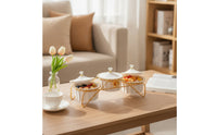 3-Compartment Snack Organizer with Lids Decorative Snack Organizer Rack Metal Candy Dish with Rack Clear for Coffee Table