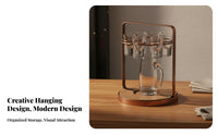 Creative Design Hanging Glass Rack Ideal Gift Small Drink Glass Holder Set Handmade Agave Spirit Small Drink Flight Board Heavy Base Glasses for Home Bar Owners, Whiskey Lovers, Wine Cabinet, Man Cave, Housewarming, Living Room
