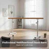 Freestanding Dance Bar Steel Core Reinforced Adjustable Height Ballet Bar Non-Slip Feet Freestanding Dance Barre for Adults, Dancers, Gym