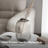 Minimalist Design Glass Flower Vase Elegant Design Oval Glass Vase Classic Shape for Home Decorators, Homeowners, Showroom, Tabletop, Office