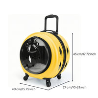Transparent Wheeled Pet Carrier Ventilated Pet Carrier with Wheels Portable Long-Lasting for Cats, Veterinarian Visits