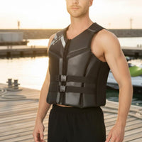 Portable Adult Buoyancy Vest Adjustable Buckle Strap Buoyancy Aid Vest Lightweight Foam Life Jacket Comfortable Fit for Adults, Motorboating, Sailing, Wakeboarding