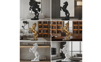 Resin Horse Figurine Rearing Horse Sculpture Tabletop Decor for Art Lovers