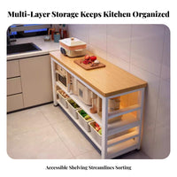Microwave Oven Stand Multifunctional Multi-Layer Microwave Stand Space Saving Freestanding Kitchen Utility Shelf for Renters, Students, Pantry, Office