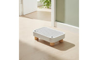 Slatted Litter Box Platform with Wooden Legs Removable Litter Box Step with Wooden Base Compact Wear-Resistant for Cats