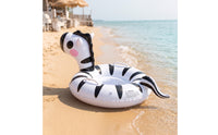 Inflatable Swim Circle with Handles Colorful Zebra Pool Toy for Kids, Young Children, Backyard