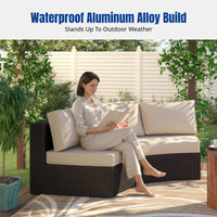 Outdoor Round Sofa Set, Aluminum Alloy Waterproof Patio Lounge Chair, Garden Villa Furniture