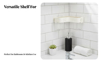 Drillno-Drill Installation Triangular Corner Shelf Space-Saving Bathroom Organizer Hollow Drainage Design Shower Organizer Waterproof for Homeowners, Families, Students, Restroom, Kitchen