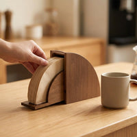 Wooden Coffee Filter Case, Fan-shaped, Coffee Filter Holder, Desktop Storage, Dripper Holder
