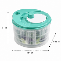 Salad Dryer, Vegetable Washer Dryer with Crank Handle, Food-Grade Synthetic Material Greens & Fruit Washer, Removable Perforated Basket