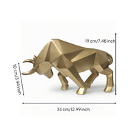 Geometric Financial District Bull Statue Faceted Abstract Bull Sculpture Collectible Decor Modern for Minimalists, Study, Entryway