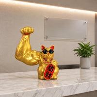Auspicious Cat Figurine Tabletop Waving Cat Statue Wealth Symbol Desktop Auspicious sculpture for Front Desk Display