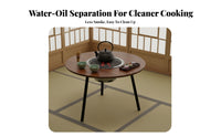 Folding Design Foldable Round Grill Table Space-Saving Foldable Cook Station Multi-Functional Portable Furniture Easy to Transport for Tea Lovers, Apartment Dwellers, Backyard, Balcony, Picnics, Camping