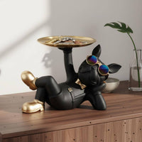 Dog Figurine Key Holder Housewarming Gift Canine Butler Tray Entryway Storage Statue Easy to Clean Resin Butler Figurine