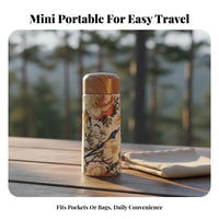 Portable Pocket Vacuum Bottle Keeps Drinks Hot & Cold Wood Grain Lid Water Bottle Double Wall Insulation for Office Workers, School, Gym