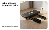 Multifunctional Aerobic Exercise Step Platform Reinforced Construction Cardio Exercise Stepper Compact Storage Fitness Training Step Deck Space-Saving Design for Children, Family, Beginners, Home Gym