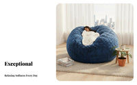 Cozy Sumptuous Round Beanbag Shell Comfy Giant Lazy Sofa Cover Oversized Giant Lazy Sofa Shell Long-Lasting for Students, Families, Living Room, Lounge Area, Reading Nook, Playroom