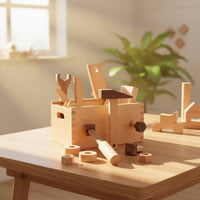 Educational Wooden Toolbox Educational Pretend Tool Toy STEM Toy Tool Kit Construction for Preschoolers